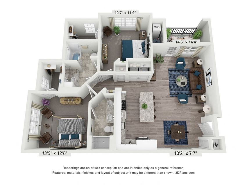 The Creswell is a 2 bedroom, 2 bathroom floor plan at 8 West in Greensboro, NC The Creswell is a 2 bedroom, 2 bathroom floor plan at 8 West in Greensboro, NC